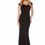 Siyah Gece Elbisesi - Düşük Omuz İnci Detaylı Uzun Abiye Elbise Modelleri
