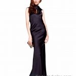 Siyah Gece Elbisesi - Sırt Dekolteli Uzun Saten Abiye Modelleri