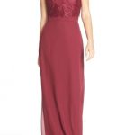 2021 Şifon Elbise Modelleri Kırmızı Uzun Güpür Dantel Detaylı