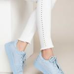 Sneakers Bayan Spor Ayakkabı Modelleri Gümüş Bebek Mavisi Nubuk Bağcıklı