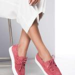 Sneakers Bayan Spor Ayakkabı Modelleri Pembe Deri Bağcıklı Yandan İpli