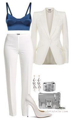 2022 Düğün Kombinleri Beyaz Pantolon Mavi Büstiyer Beyaz Ceket Beyaz Ayakkabı Gümüş Çanta