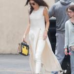 2019 Kendall Jenner Günlük Kombinler Krem Kalem Pantolon Kolsuz Uzun Tunik Stiletto Ayakkabı